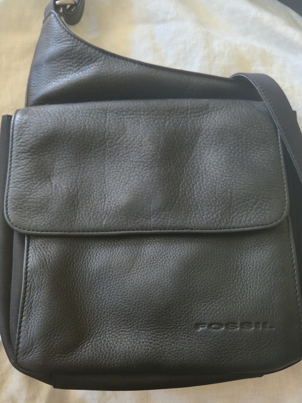 FOSSIL Black Leather Crossbody Bag